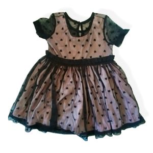 TOUGHSKINS Black & Pink Hearts Baby Dress 18 months